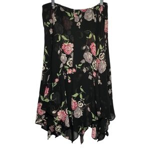 Floral Lined Handkerchief Hem Cottagcore Size L